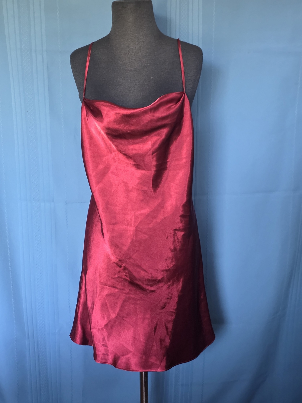 Secret Treasures Red Cowl Neck Satin Slip Dress / Nightgown Sz M Coquette Girl